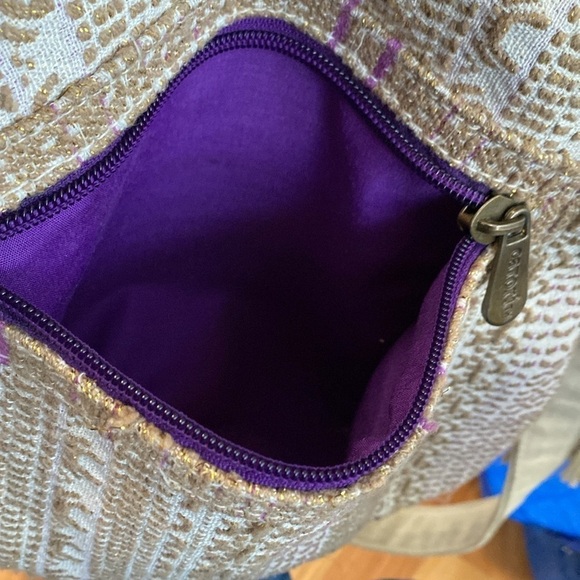 Catori Boho Crossbody gold/purple thread & Zippers Bohemian Hippie Beach Gypsy - Picture 7 of 14